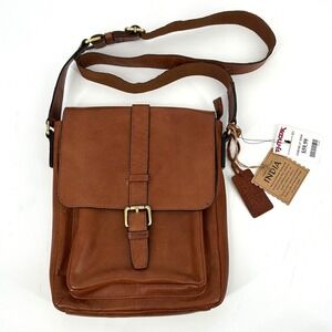 NWT INDIAN ARTISANS Brown Handmade Leather Crossbody Messenger Bag Buckle Flap